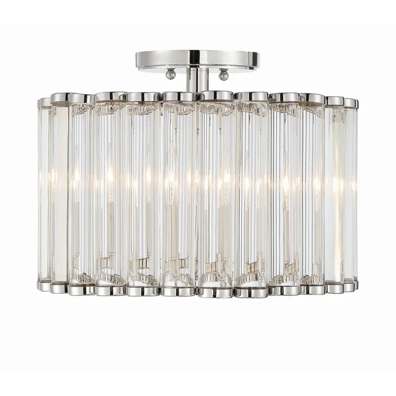 Libby Langdon Elliot 15.25'' Polished Nickel Semi Flush Mount Silver 15.25"W x 11"H x 15.25"D