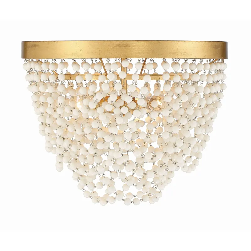 Fiona 13.75'' Antique Gold Flush Mount White 13.75"W x 10"H x 13.75"D
