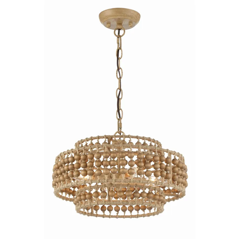 Silas 16'' Burnished Silver Pendant Tan 16"W x 9.25"H x 16"D