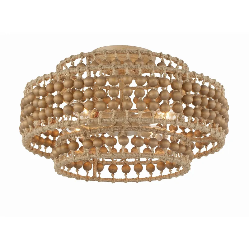 Silas 16'' Burnished Silver Semi Flush Mount Tan 16"W x 9.25"H x 16"D