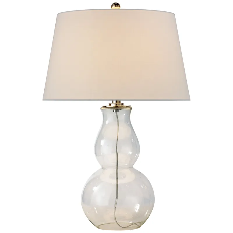 Chapman & Myers Open Bottom Gourd Table Lamp in Clear Glass with Linen Shade W19" x H30"