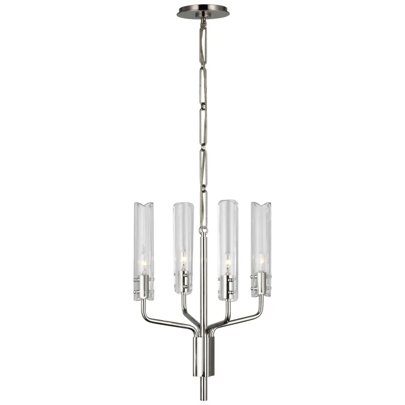 AERIN Casoria Petite Chandelier in Polished Nickel with Clear Glass Ceiling Light W15.25" x H20.5"