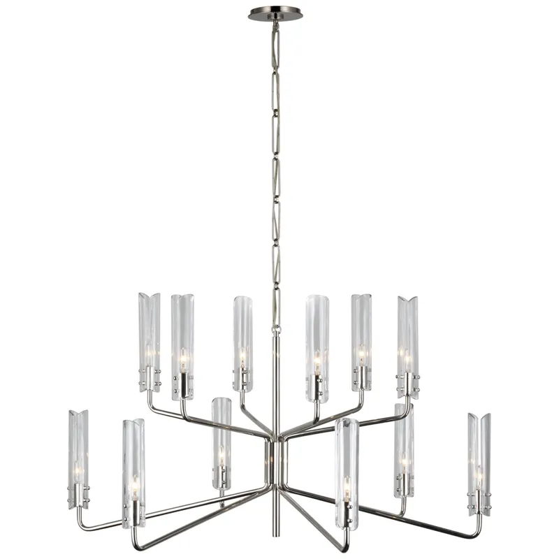 AERIN Casoria Large Two-Tier Chandelier in Polished Nickel with Clear Glass Ceiling Light W42.25" x H23.75"