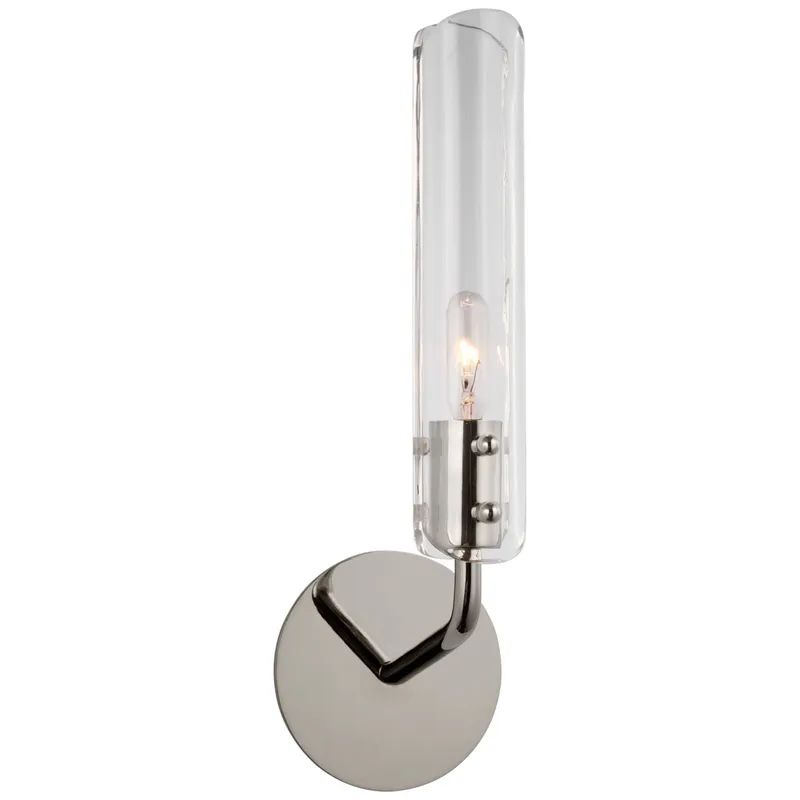 AERIN Casoria 14" Single Sconce in Polished Nickel with Clear Glass Wall Light W4.75" x H14.75"
