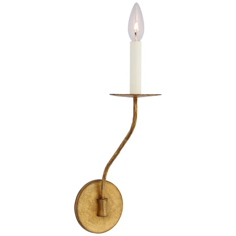 Ian K. Fowler Belfair Medium Single Sconce in Gilded Iron Wall Light W4.5" x H15.5"
