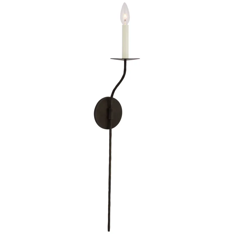 Ian K. Fowler Belfair Large Tail Sconce in Aged Iron Wall Light W4.5" x H28.75"