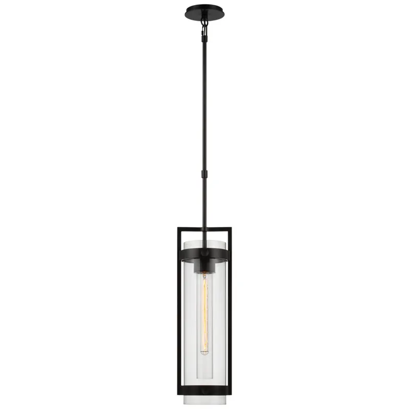 Ian K. Fowler Kears Medium Hanging Lantern in Aged Iron with Clear Glass Outdoor Lighting W6.5"