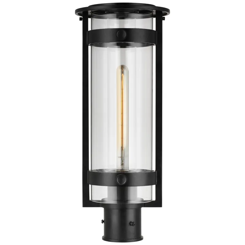 Ian K. Fowler Kears Medium Post Lantern in Aged Iron with Clear Glass Outdoor Lighting W9" x H22"