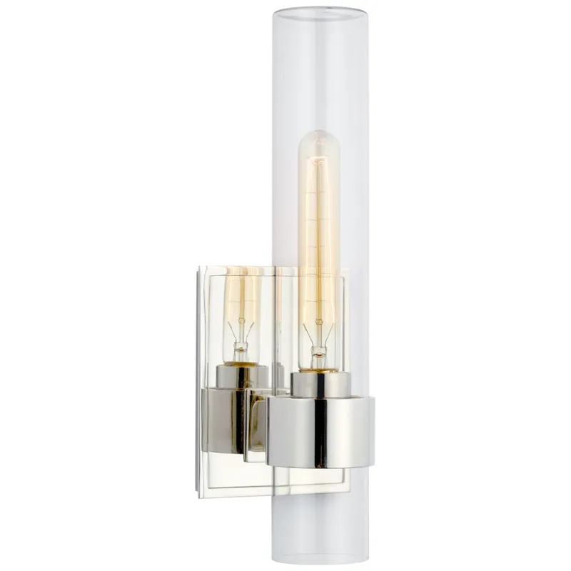 Ian K. Fowler Presidio 14" Outdoor Sconce in Polished Nickel with Clear Glass Outdoor Lighting W4.75" x H14"