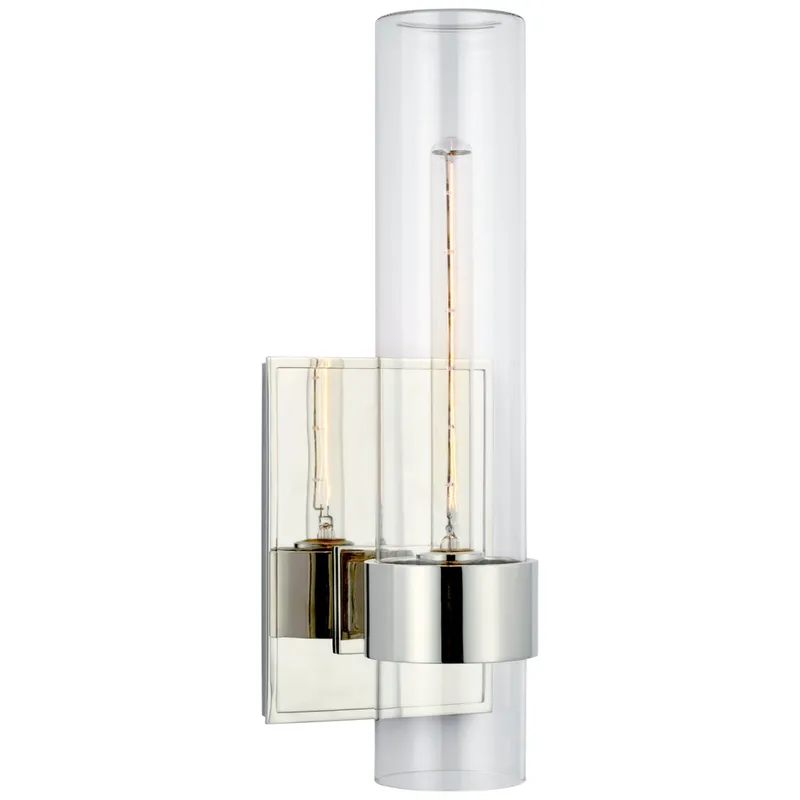 Ian K. Fowler Presidio 18" Outdoor Sconce in Polished Nickel with Clear Glass Outdoor Lighting W6.25" x H18"