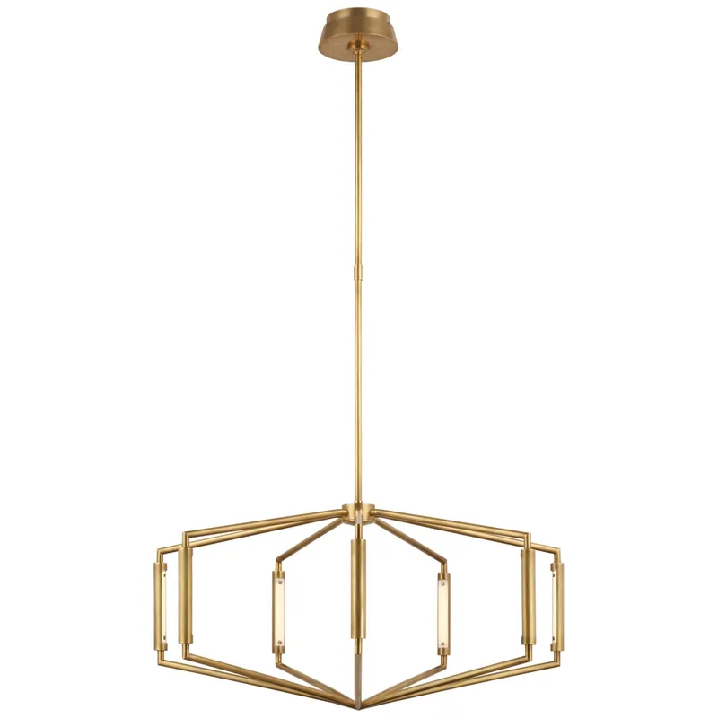 Kelly Wearstler Appareil 30" Low Profile Chandelier in Antique-Burnished Brass Ceiling Light W29.5"