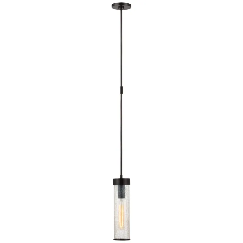 Kelly Wearstler Liaison Short Pendant in Bronze with Crackle Glass Ceiling Light W3.5"