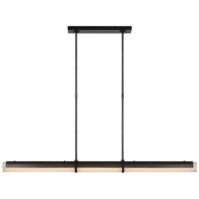 Kelly Wearstler Precision Large Linear Chandelier in Bronze with White Glass Ceiling Light W50" x 3.25"