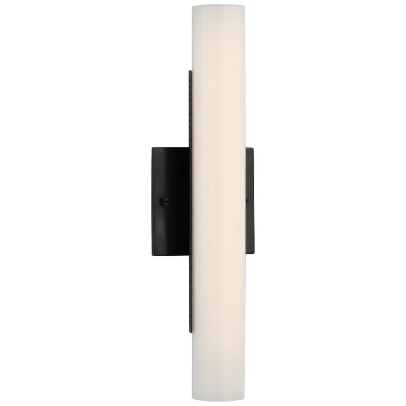 Kelly Wearstler Precision 15" Bath Light in Bronze with White Glass Wall Light W4.25" x H15"