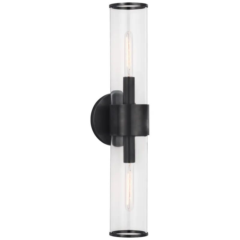 Kelly Wearstler Liaison Medium Sconce in Bronze with Clear Glass Wall Light W5.25" x H22"