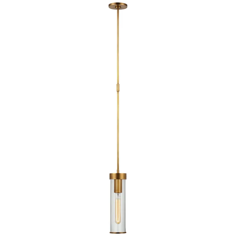 Kelly Wearstler Liaison Short Pendant in Antique-Burnished Brass with Clear Glass Ceiling Light W3.5"