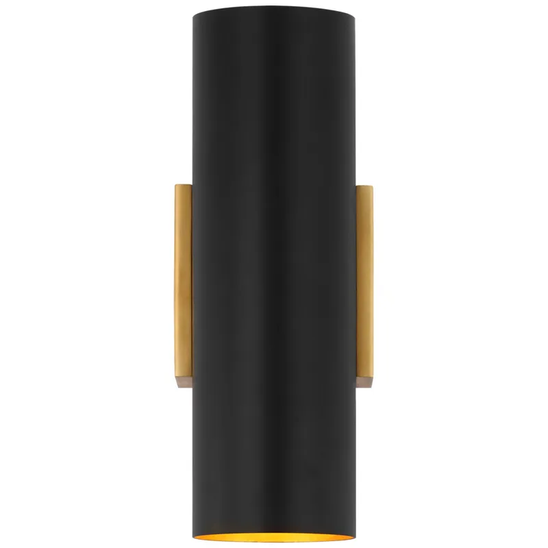 AERIN Nella Small Cylinder Sconce in Hand-Rubbed Antique Brass and Matte Black Wall Light W4.25" x H11"