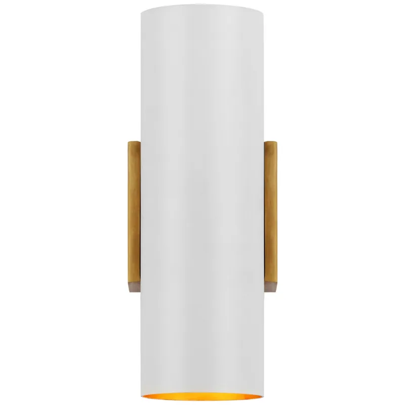 AERIN Nella Small Cylinder Sconce in Hand-Rubbed Antique Brass and Plaster White Wall Light W4.25" x H11"
