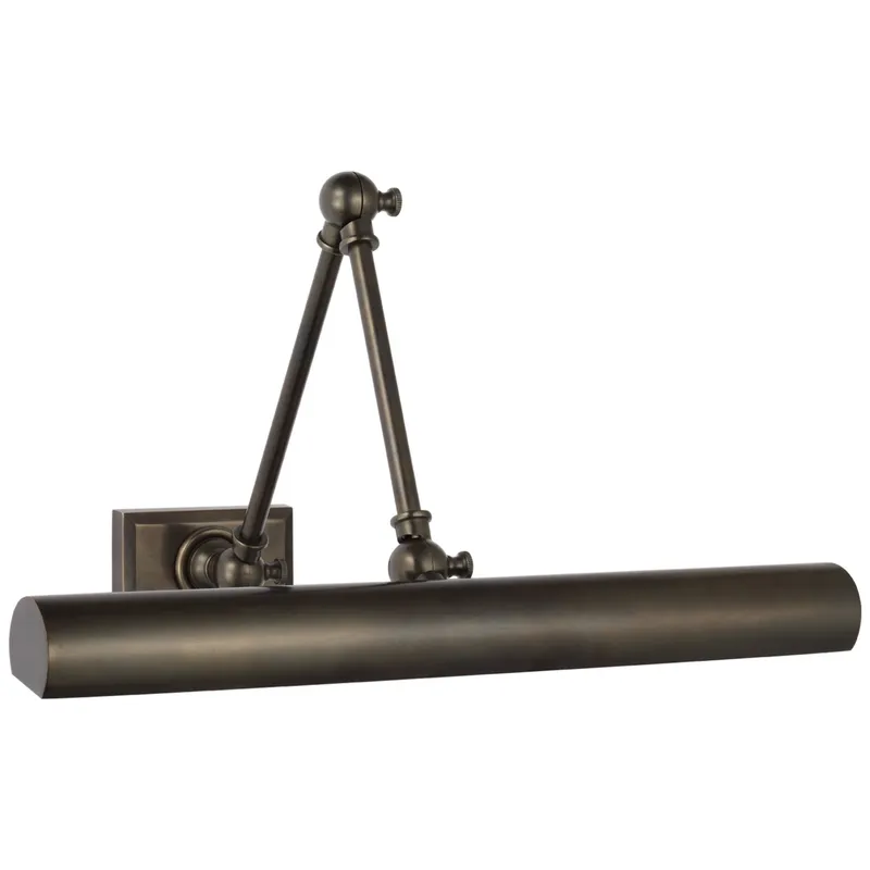 Chapman & Myers Cabinet Maker 18" Double Library Light in Bronze Wall Light W18" x H5.75" - 12.25"
