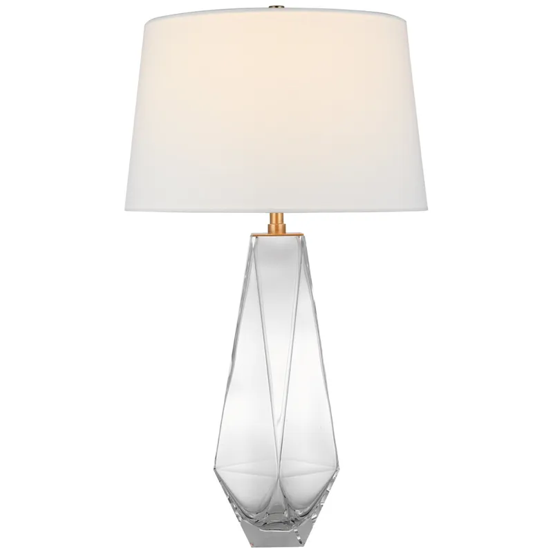 Chapman & Myers Gemma Medium Table Lamp in Clear Glass with Linen Shade W17.5" x H29"