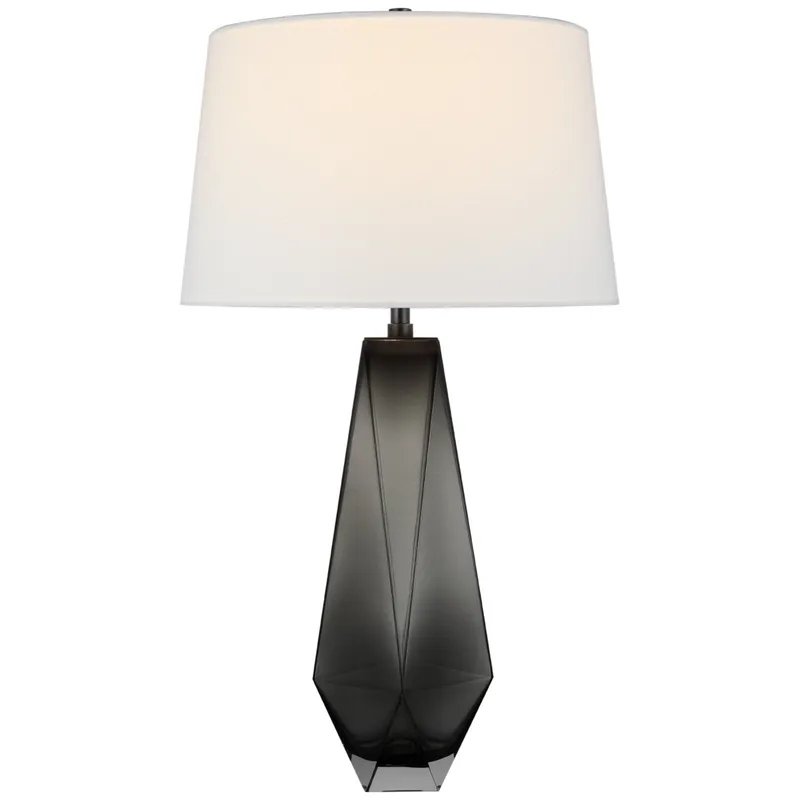 Chapman & Myers Gemma Medium Table Lamp in Smoked Glass with Linen Shade W17.5" x H29"