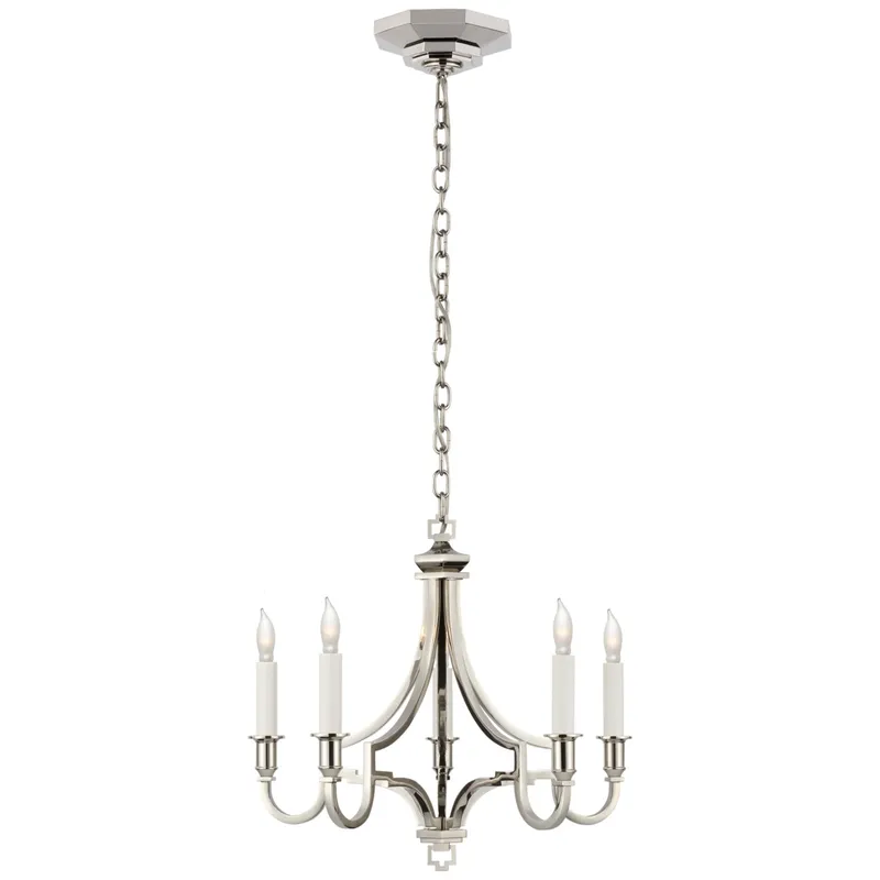 Chapman & Myers Mykonos Small Chandelier in Polished Nickel Ceiling Light W15.5" x H14.25"