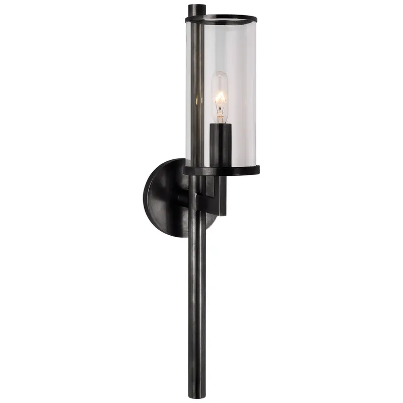 Kelly Wearstler Liaison Single Sconce in Bronze with Clear Glass Wall Light W4" x H19"