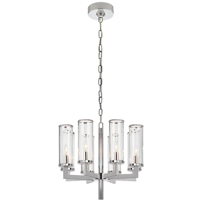 Kelly Wearstler Liaison Single Tier Chandelier in Polished Nickel with Clear Glass Ceiling Light W20.5"