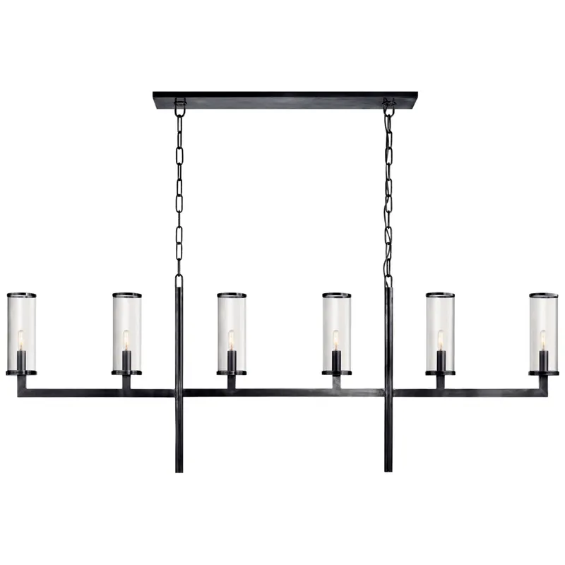 Kelly Wearstler Liaison Large Linear Chandelier in Bronze with Clear Glass Ceiling Light W60" x H22.5"