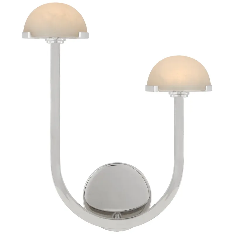 Kelly Wearstler Pedra 15" Asymmetrical Right Sconce in Polished Nickel with Alabaster Wall Light W12.25" x H15"