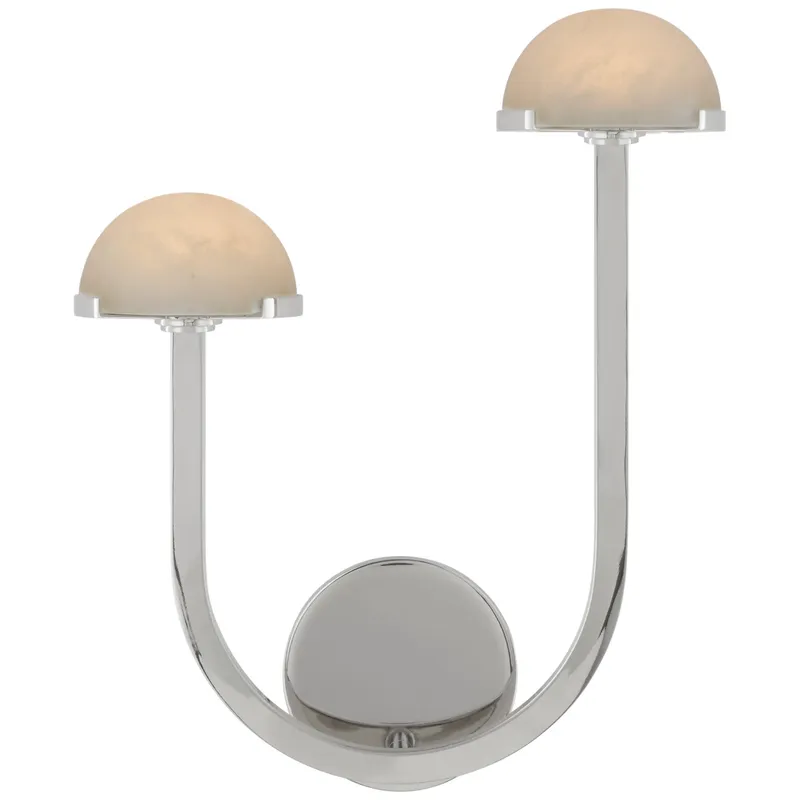 Kelly Wearstler Pedra 15" Asymmetrical Left Sconce in Polished Nickel with Alabaster Wall Light W12.25" x H15"