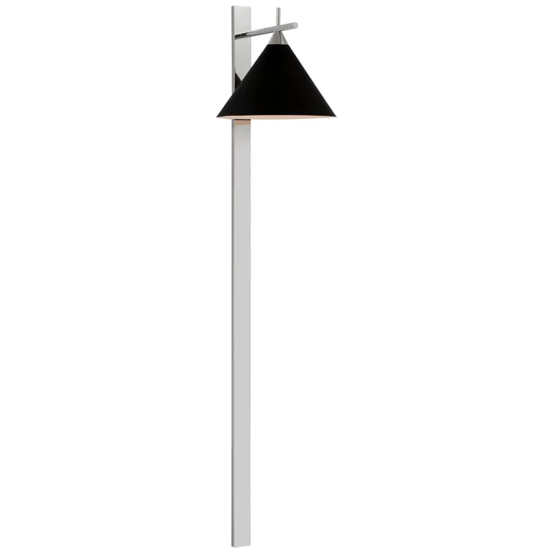 Kelly Wearstler Cleo 56" Statement Sconce in Polished Nickel with Matte Black Shade Wall Light W12" x H56.25"