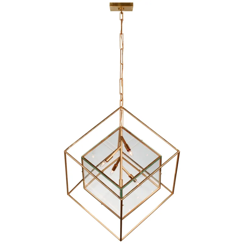 Kelly Wearstler Cubed X-Large Pendant in Gild with Clear Glass Ceiling Light W28.5" x H36.5"