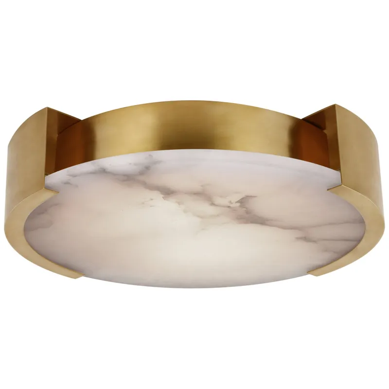 Kelly Wearstler Melange X-Large Flush Mount in Antique-Burnished Brass with Alabaster Ceiling Light W21" x H5"