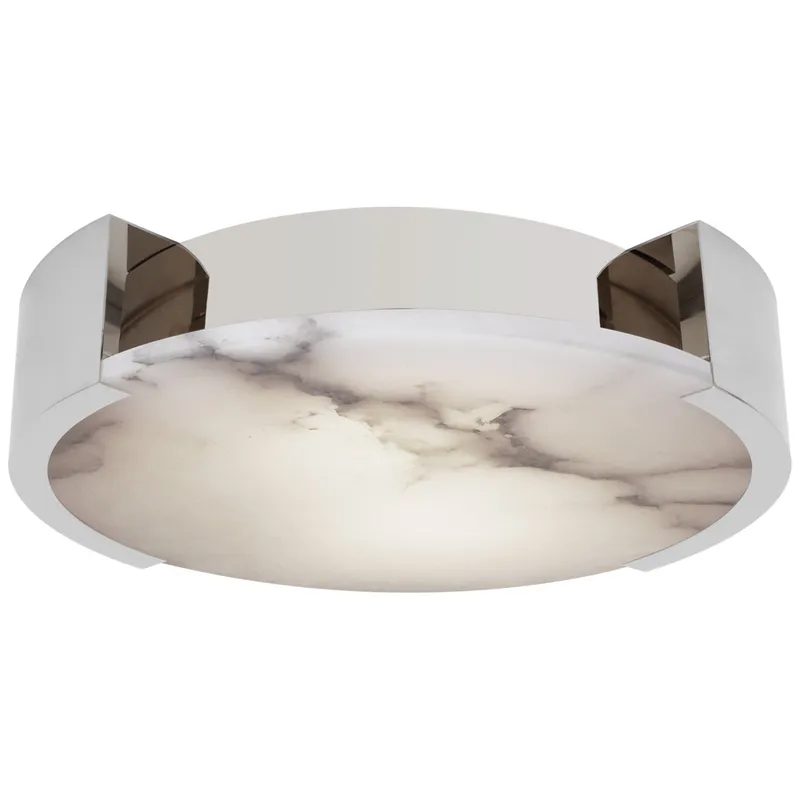 Kelly Wearstler Melange X-Large Flush Mount in Polished Nickel with Alabaster Ceiling Light W21" x H5"