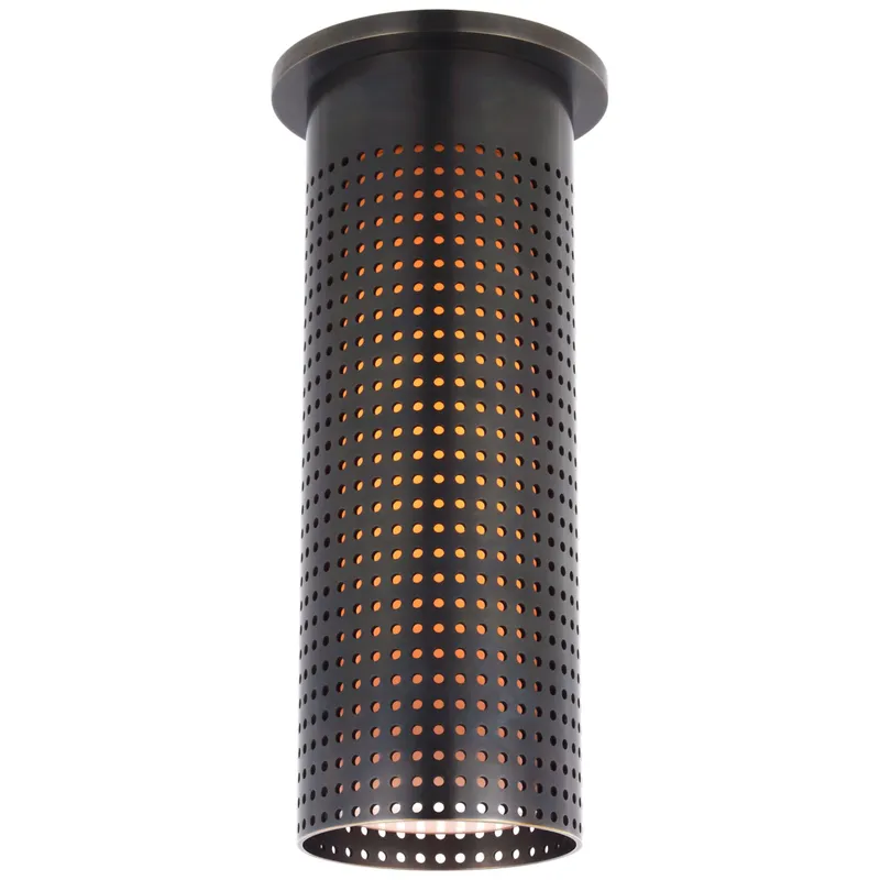 Kelly Wearstler Precision Tall Monopoint Flush Mount in Bronze with White Glass Ceiling Light W3.5" x H10.25"
