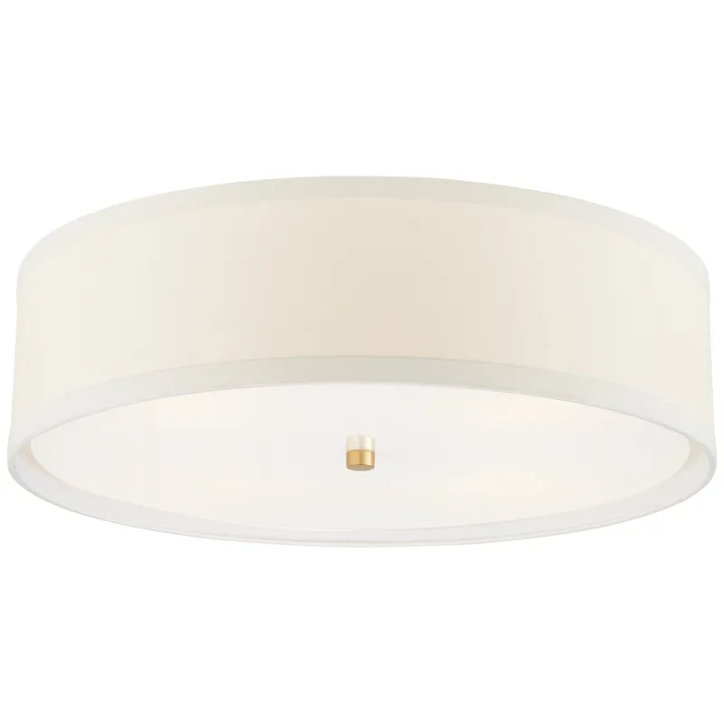 kate spade new york Walker Large Flush Mount in Gild with Cream Linen Shade Ceiling Light W24" x H7.5"