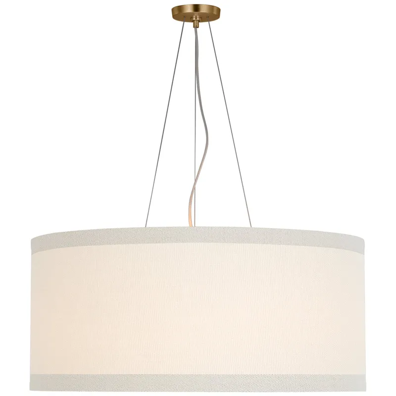 kate spade new york Walker Large Hanging Shade in Gild with Linen Shade Ceiling Light W30"