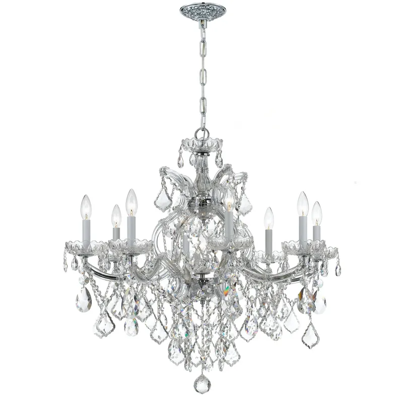 Maria Theresa 28'' Hand Cut Crystal Polished Chrome Chandelier Silver 28"W x 27"H x 28"D