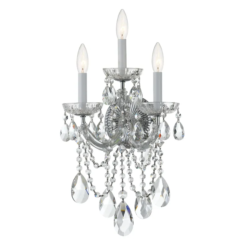 Maria Theresa 11'' Hand Cut Crystal Polished Chrome Sconce Silver 11"W x 20"H x 8"D