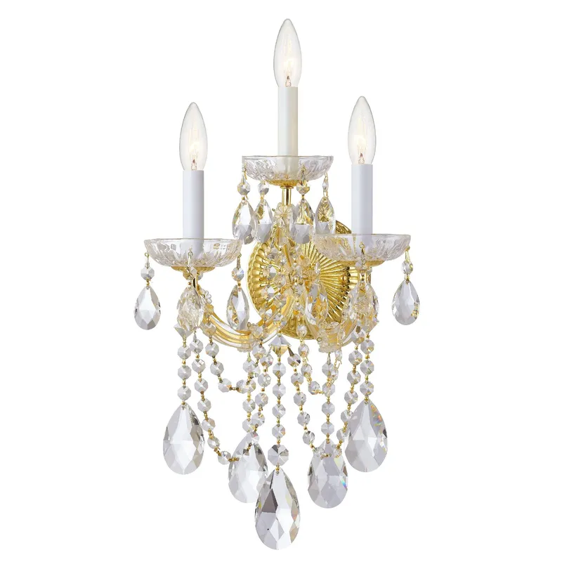 Maria Theresa 11'' Hand Cut Crystal Gold Sconce Gold 11"W x 20"H x 8"D
