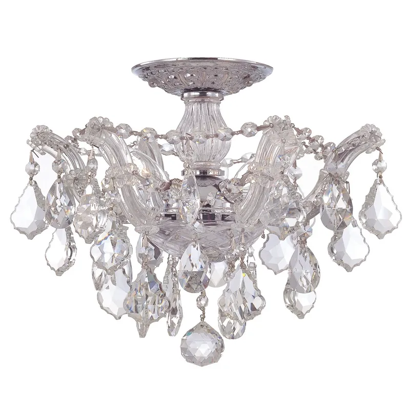 Maria Theresa 13.5'' Hand Cut Crystal Polished Chrome Semi Flush Mount Silver 13.5"W x 11.5"H x 13.5"D