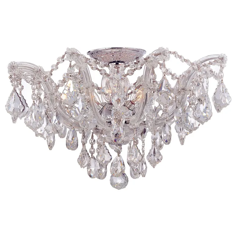 Maria Theresa 19'' Hand Cut Crystal Polished Chrome Semi Flush Mount Silver 19"W x 11.5"H x 19"D