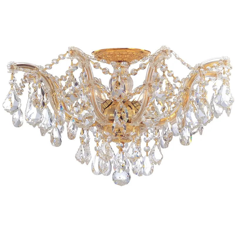 Maria Theresa 19'' Hand Cut Crystal Gold Semi Flush Mount Gold 19"W x 11.5"H x 19"D