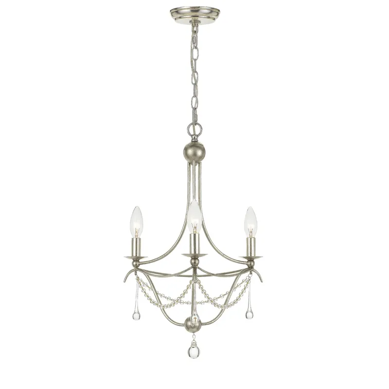 Metro 15.5'' Antique Silver Chandelier Silver 15.5"W x 21.25"H x 15.5"D