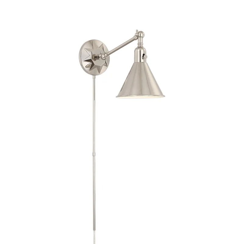 Morgan 7'' Polished Nickel Task Sconce Silver 7"W x 11"H x 17.5"D