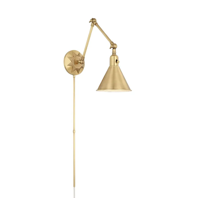 Morgan 7'' Aged Brass Task Sconce Gold 7"W x 12"H x 24.25"D
