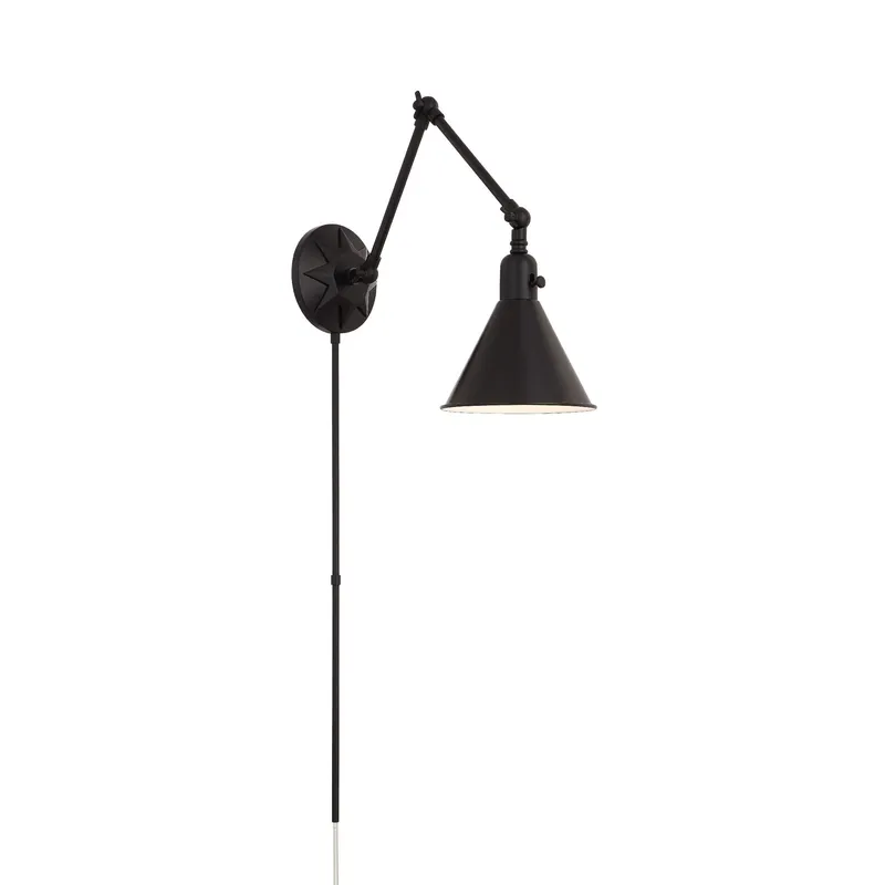 Morgan 7'' Matte Black Task Sconce Black 7"W x 12"H x 24.25"D