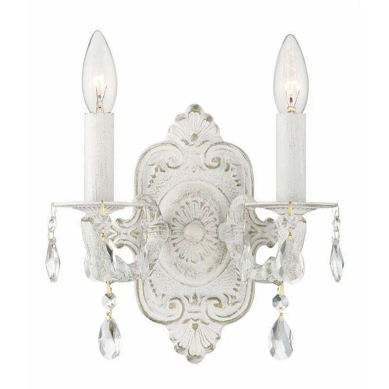 Paris Market 10'' Hand Cut Crystal Antique White Sconce White 10"W x 9.5"H x 5"D