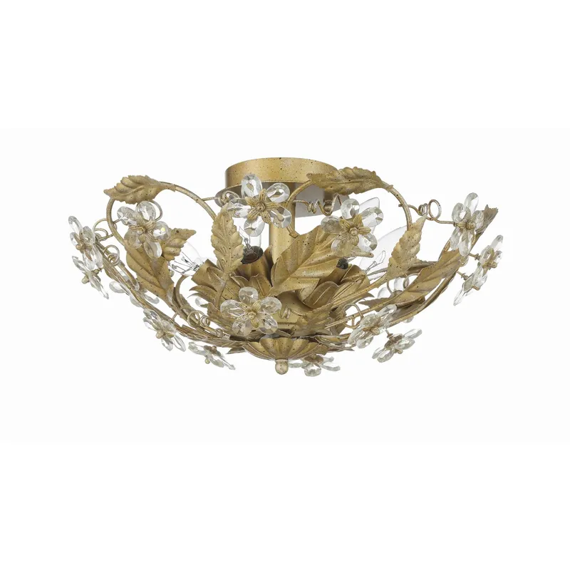Paris Market 16'' Gold Leaf Semi Flush Mount Gold 16"W x 8.5"H x 16"D